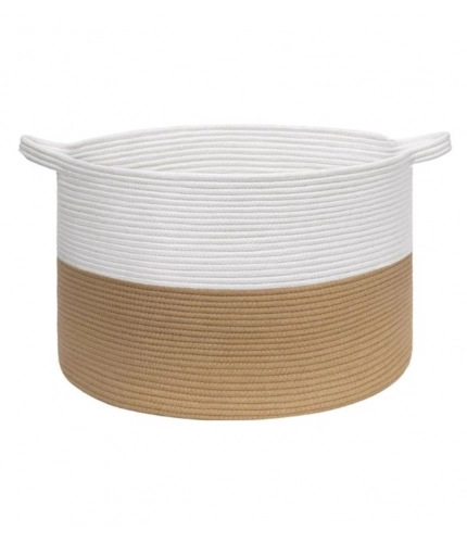 Generic Cotton Pack Of_1 16x14 Inch Storage Basket For Clothes With Out Lid (Beige-White) Generic Cotton Pack Of_1 16x14 Inch Storage Basket For Clothes With Out Lid (Beige-White)
