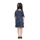 Generic Girl's Satin Animal Print Sleeveless Dress (Blue)
