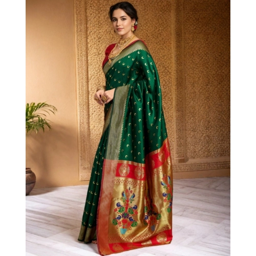 Women's Silk Blend Zari Woven Saree With Unstitched Blouse 5.5Mtr (Green) Women's Silk Blend Zari Woven Saree With Unstitched Blouse 5.5Mtr (Green)