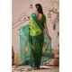 Generic Women's Faux_Linen Printed Saree With Unstitched Blouse 5.5Mtr (Green)