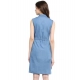 Generic Women's Denim Solid Sleeveless Dress (Blue) Generic Women's Denim Solid Sleeveless Dress (Blue)