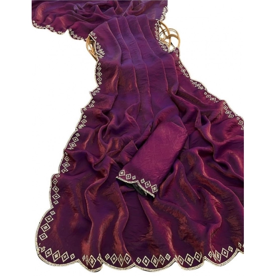 Generic Women's Satin Embellished Saree With Unstitched Blouse 5.5Mtr (Wine) Generic Women's Satin Embellished Saree With Unstitched Blouse 5.5Mtr (Wine)