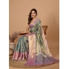 Generic Women's Jacquard Saree With Unstitched Blouse 5.5Mtr (Multicolor)