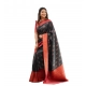 Generic Women's Litchi silk Printed Saree With Unstitched Blouse (Grey)