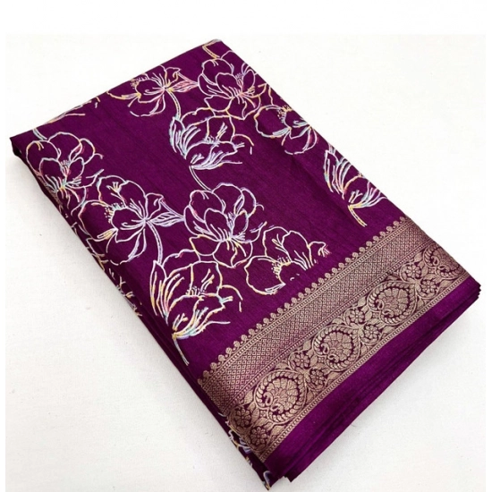 Generic Women's Cotton Silk Floral Printed Saree With Unstitched Blouse 5.5Mtr (Wine) Generic Women's Cotton Silk Floral Printed Saree With Unstitched Blouse 5.5Mtr (Wine)