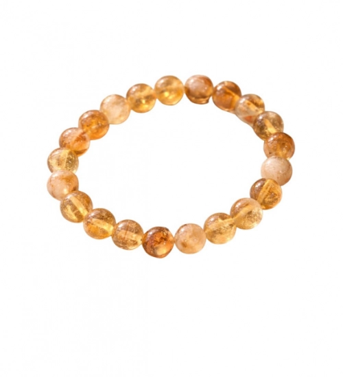 Generic Natural Crystal 8mm Citrine Bracelet (Musterd Yellow)