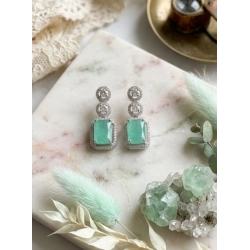 Generic Women's Brass Silver Plated Drop Earrings (Turquoise)