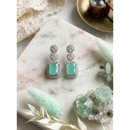 Generic Women's Brass Silver Plated Drop Earrings (Turquoise) Generic Women's Brass Silver Plated Drop Earrings (Turquoise)