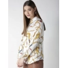 Generic Women's Satin Printed Long Sleeves Shirt (White-Gold)