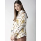 Generic Women's Satin Printed Long Sleeves Shirt (White-Gold) Generic Women's Satin Printed Long Sleeves Shirt (White-Gold)