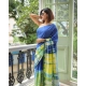 Generic Women's Linen Printed Saree With Unstitched Blouse 5.5Mtr (Blue) Generic Women's Linen Printed Saree With Unstitched Blouse 5.5Mtr (Blue)