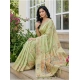 Generic Women's Linen Cotton Printed Saree With Unstitched Blouse 5.5Mtr (Light Green)