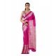 Generic Women's Satin Crepe Printed Saree With Unstitched Blouse 5.5Mtr (Pink)
