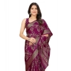 Generic Women's Cotton Silk Floral Printed Saree With Unstitched Blouse 5.5Mtr (Wine)