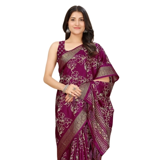 Generic Women's Cotton Silk Floral Printed Saree With Unstitched Blouse 5.5Mtr (Wine) Generic Women's Cotton Silk Floral Printed Saree With Unstitched Blouse 5.5Mtr (Wine)