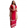 Generic Women's Silk Embroidered 3/4th Sleeve Round Readymade Kurti With Palazzo Pant and Dupatta Set (Red) Generic Women's Silk Embroidered 3/4th Sleeve Round Readymade Kurti With Palazzo Pant and Dupatta Set (Red)