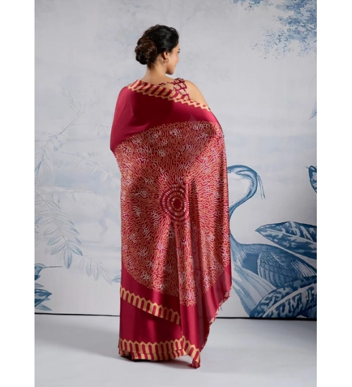 Generic Women's Satin Crepe Printed Saree With Unstitched Blouse 5.5Mtr (Maroon) Generic Women's Satin Crepe Printed Saree With Unstitched Blouse 5.5Mtr (Maroon)