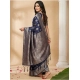 Generic Women's Silk Blend Printed Saree With Unstitched Blouse 5.5Mtr (Navy Blue)
