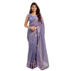 Generic Women's Faux Linen Printed Ready to wear Saree With Unstitched Blouse 5.5Mtr (Light_Lavender)