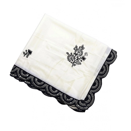 Generic Women's Georgette Embroidered Saree With Unstitched Blouse 5.5Mtr (White-Black) Generic Women's Georgette Embroidered Saree With Unstitched Blouse 5.5Mtr (White-Black)