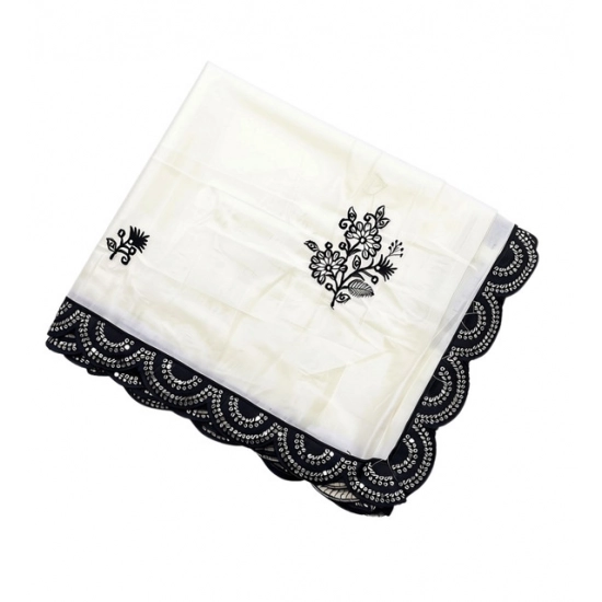 Generic Women's Georgette Embroidered Saree With Unstitched Blouse 5.5Mtr (White-Black) Generic Women's Georgette Embroidered Saree With Unstitched Blouse 5.5Mtr (White-Black)