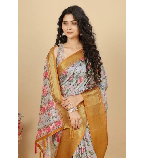 Generic Women's Cotton Silk Floral Printed Saree With Unstitched Blouse 5.5Mtr (Lavender) Generic Women's Cotton Silk Floral Printed Saree With Unstitched Blouse 5.5Mtr (Lavender)