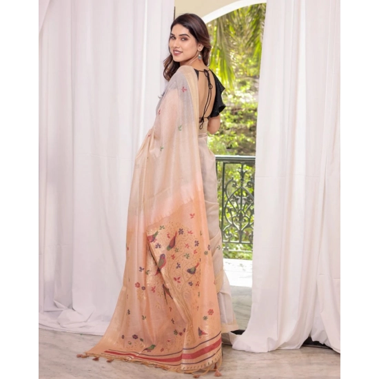 Generic Women's Blended_Cotton Woven_Motifs Saree With Unstitched Blouse 5.5Mtr (Peach) Generic Women's Blended_Cotton Woven_Motifs Saree With Unstitched Blouse 5.5Mtr (Peach)