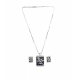 Generic Women's Brass Silver Plated Pendant Set (Blue)