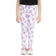Generic Girl's Cotton Lycra Floral Elasticated Jeggings (White-Lavender)