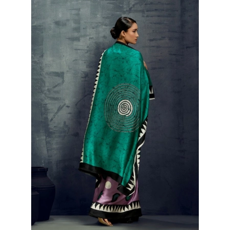 Women's Satin Crepe Printed Saree With Unstitched Blouse 5.5Mtr (Multicolor)