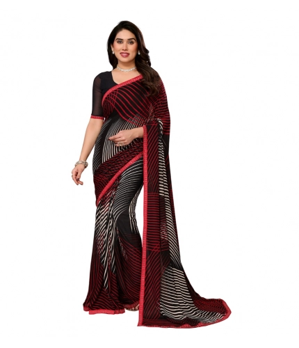 Generic Women's Georgette Printed Saree With Unstitched Blouse 5.5Mtr (Multicolor)