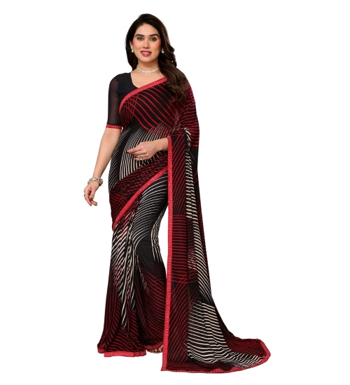Generic Women's Georgette Printed Saree With Unstitched Blouse 5.5Mtr (Multicolor)
