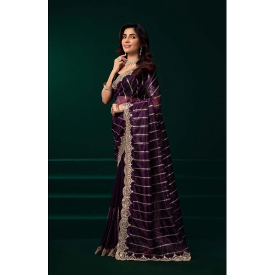 Generic Women's Net Sequence Saree With Unstitched Blouse 5.5Mtr (Wine) Generic Women's Net Sequence Saree With Unstitched Blouse 5.5Mtr (Wine)