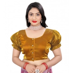 Generic Women's Jimmy Solid Designer Neck Elastic Sleeve Readymade Blouse (Gold 38 , Alterable up to 42)-PID65828