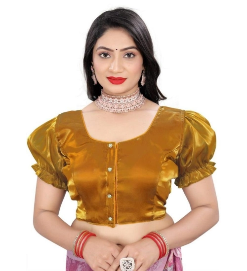 Generic Women's Jimmy Solid Designer Neck Elastic Sleeve Readymade Blouse (Gold 38 , Alterable up to 42)-PID65828