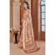 Generic Women's Printed Cotton Linen Saree withPrinted  Saree With Unstitched Blouse (Orange , 5-6Mtrs)