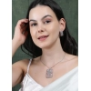 Generic Women's Brass Silver Plated Pendant Set (Pink)