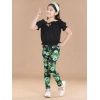 Generic Girl's Cotton Lycra Floral Elasticated Jeggings (Black-Green) Generic Girl's Cotton Lycra Floral Elasticated Jeggings (Black-Green)