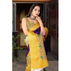 Generic Women's Cotton Silk Printed Saree With Unstitched Blouse 5.5Mtr (Multicolor)
