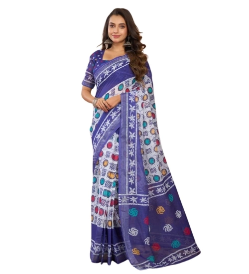 Generic Women's Faux Linen Geometric Print Ready to wear Saree With Unstitched Blouse 5.5Mtr (Blue) Generic Women's Faux Linen Geometric Print Ready to wear Saree With Unstitched Blouse 5.5Mtr (Blue)