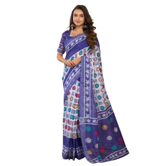 Generic Women's Faux Linen Geometric Print Ready to wear Saree With Unstitched Blouse 5.5Mtr (Blue) Generic Women's Faux Linen Geometric Print Ready to wear Saree With Unstitched Blouse 5.5Mtr (Blue)