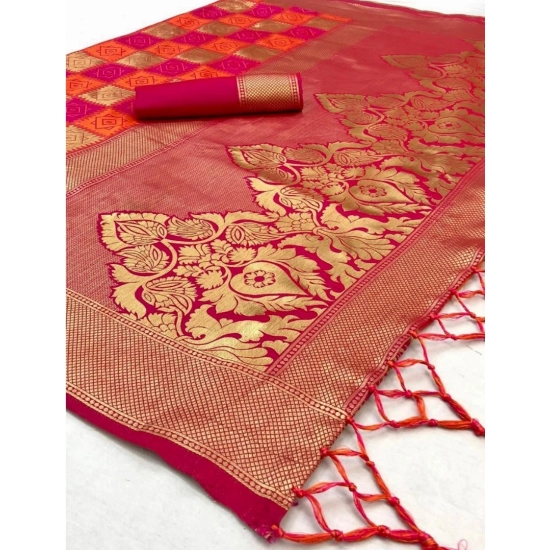Generic Women's Soft Litchi Silk Jacquard Work Saree With Unstitched Blouse 5.5Mtr (Red) Generic Women's Soft Litchi Silk Jacquard Work Saree With Unstitched Blouse 5.5Mtr (Red)