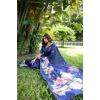 Generic Women's Faux_Tussar Floral Saree With Unstitched Blouse 5.5Mtr (Navy_Blue)