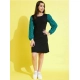 Generic Girl's Polyester Printed Long Sleeves Dress (Black-Green)