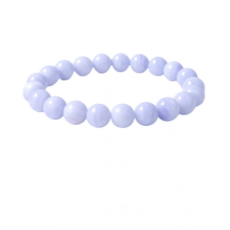 Generic Natural Crystal 8mm Bluelace Agate Bracelet (Light Blue)