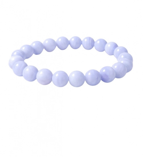 Generic Natural Crystal 8mm Bluelace Agate Bracelet (Light Blue)