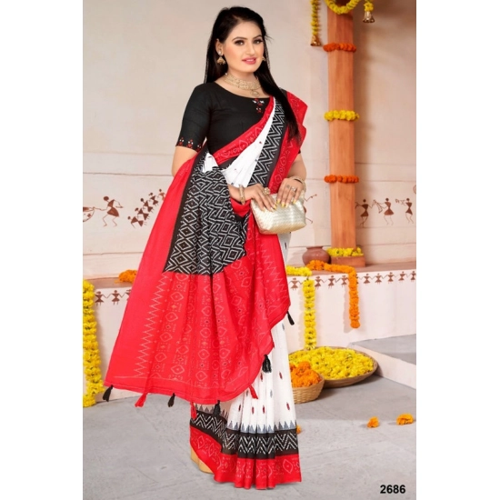 Generic Women's Soft Pure Cotton Printed Saree With Unstitched Blouse 5.5Mtr (White) Generic Women's Soft Pure Cotton Printed Saree With Unstitched Blouse 5.5Mtr (White)