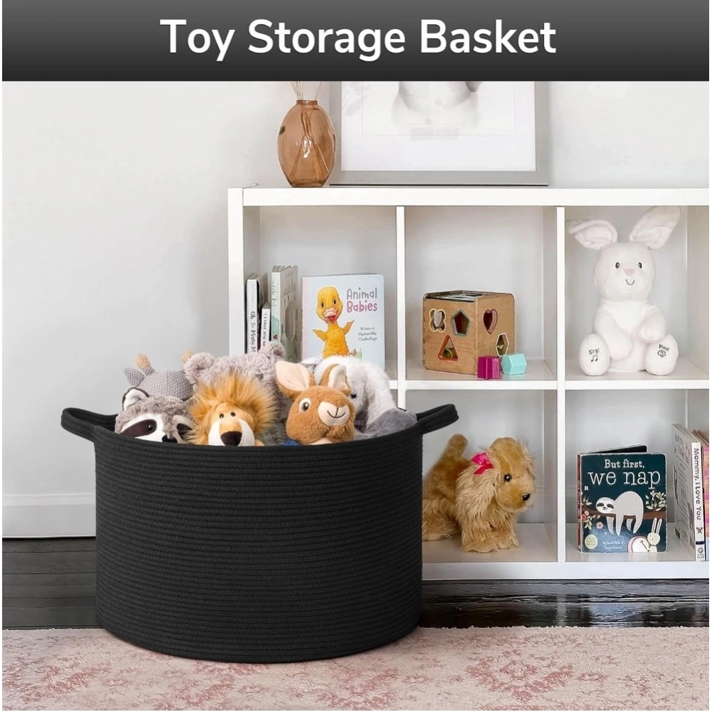 Generic Cotton Basket 14x12 Inch Storage Basket For Clothes With Out Lid (Black) Generic Cotton Basket 14x12 Inch Storage Basket For Clothes With Out Lid (Black)