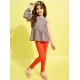 Generic Girl's Polyester Floral One Shoulder Jeggings Set (Grey-Orange) Generic Girl's Polyester Floral One Shoulder Jeggings Set (Grey-Orange)