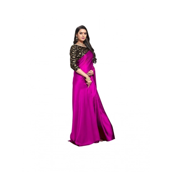 Generic Women's Satin Solid Saree With Unstitched Blouse 5.5Mtr (Magenta) Generic Women's Satin Solid Saree With Unstitched Blouse 5.5Mtr (Magenta)